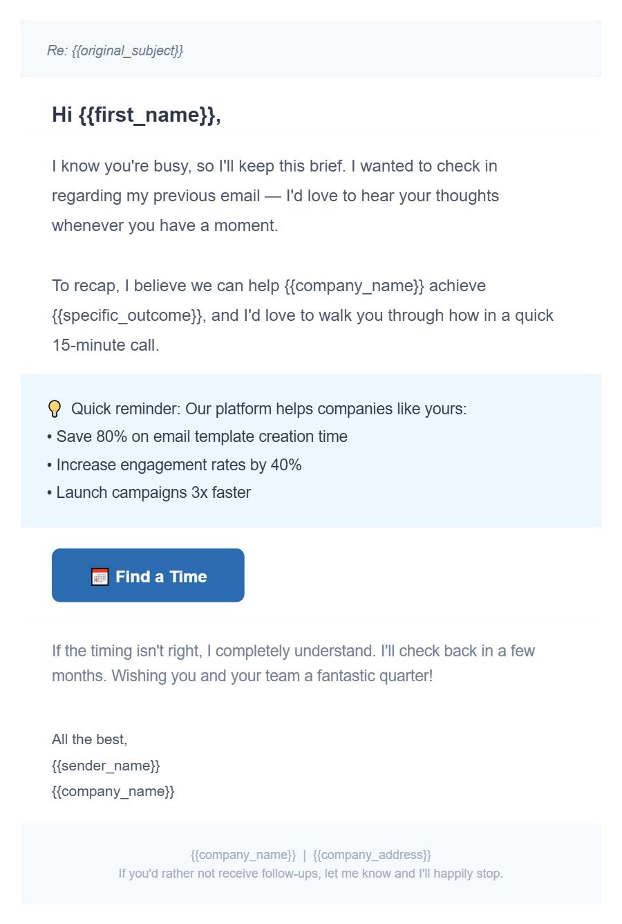 Follow Up template preview