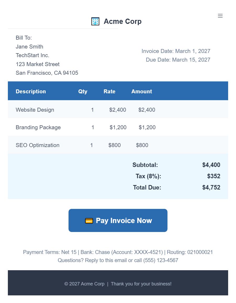 Invoice template preview