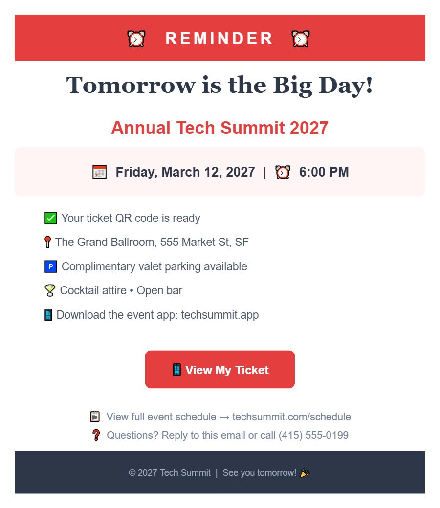 Event template preview