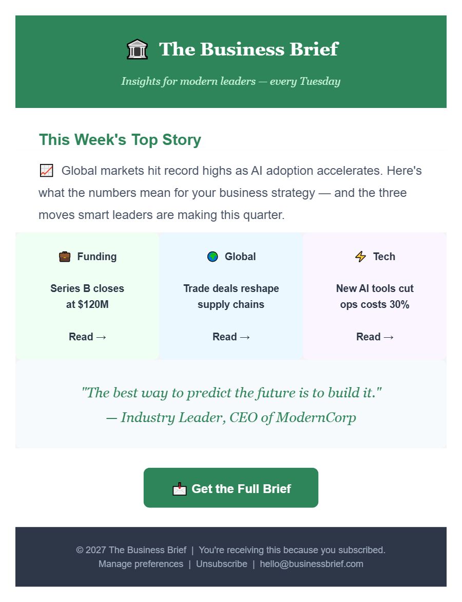 Newsletter template preview