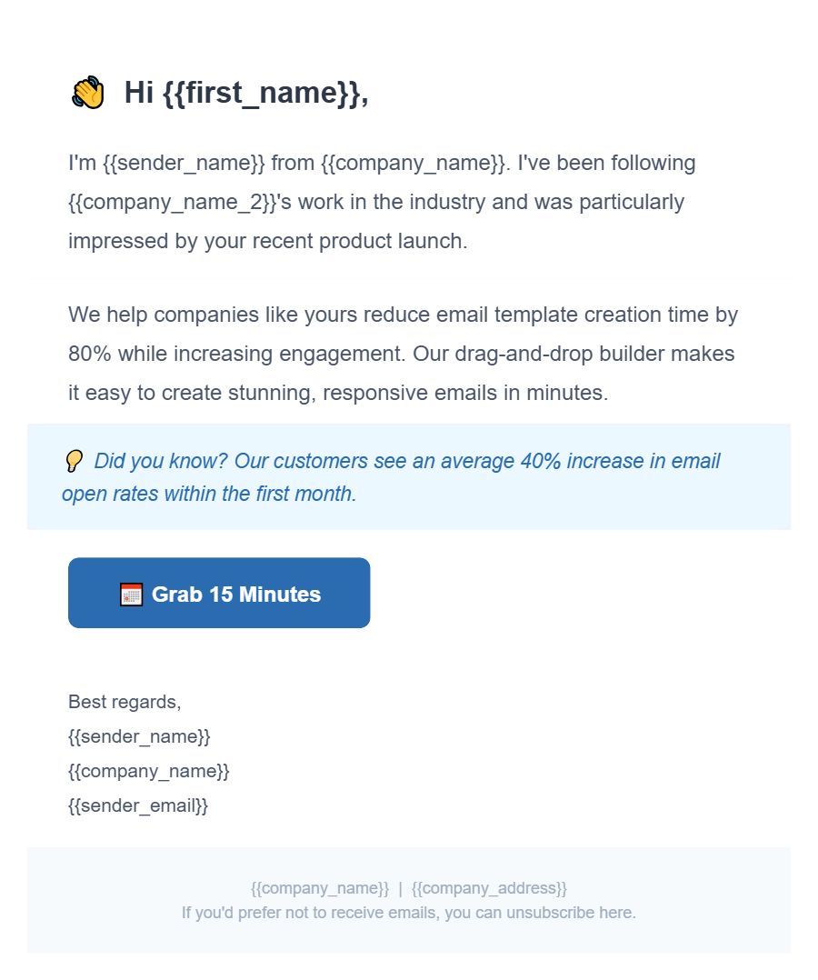 Cold Email template preview