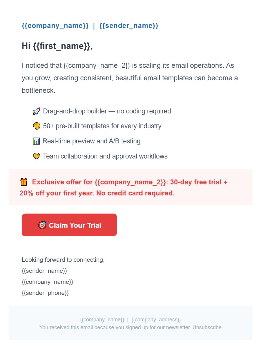 Cold Email template preview